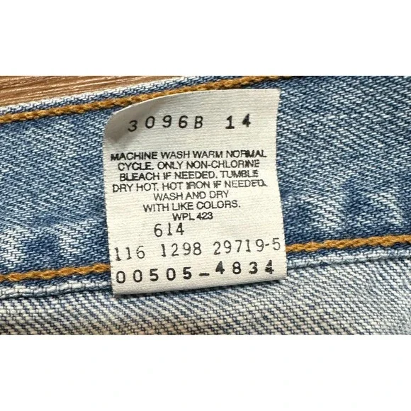 Vintage 98' Levi's 505 Regular Fit Straight Leg Light Wash Mens Jeans Sz 34x36 - Picture 4 of 9